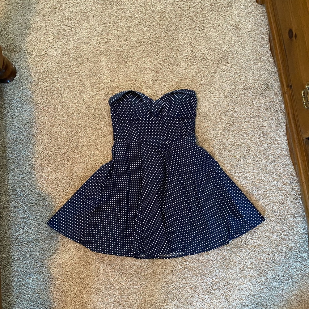 Navy blue polkadot dress